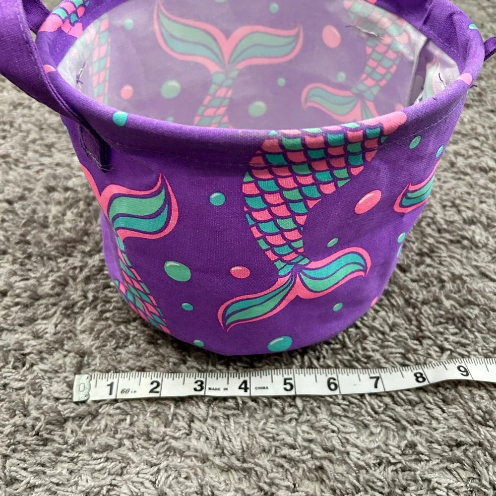 Purple Mermaid Tail Small Canvas Storage Bin‎ Basket with Handles